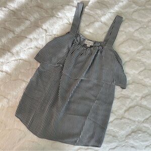 NEW LOFT Black and White Striped Ruffle Tank Top XS